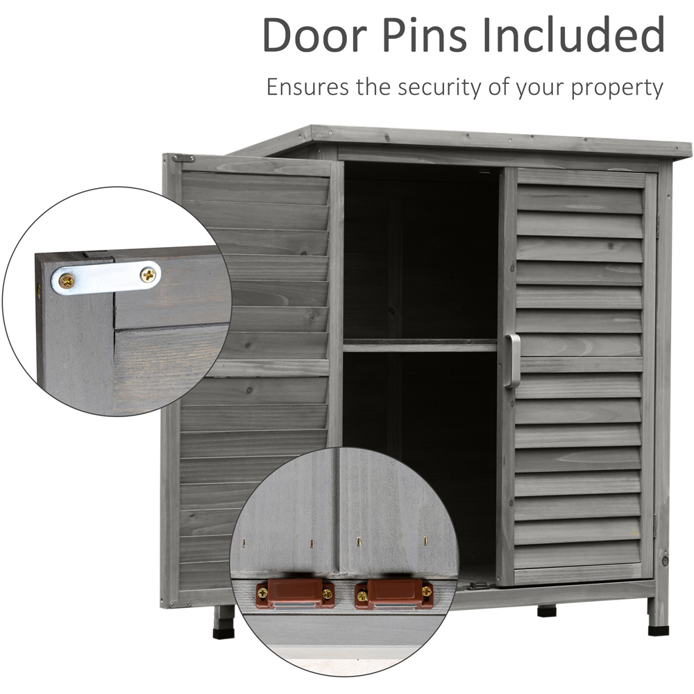 Outsunny 3 x 2.8ft Grey Double Door Wooden Garden Storage Shed Image 6