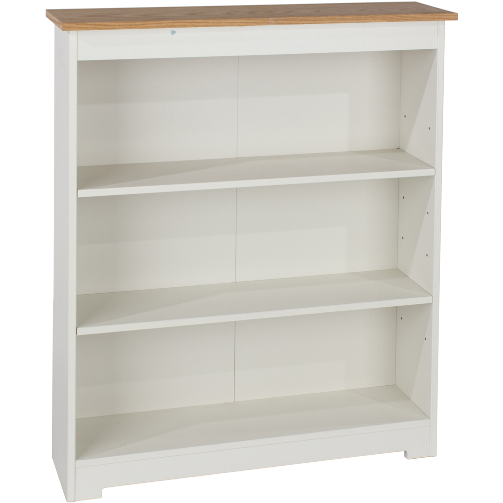 Core Products Colorado 3 Shelf Oak and White Low Wide Bookcase Image 4