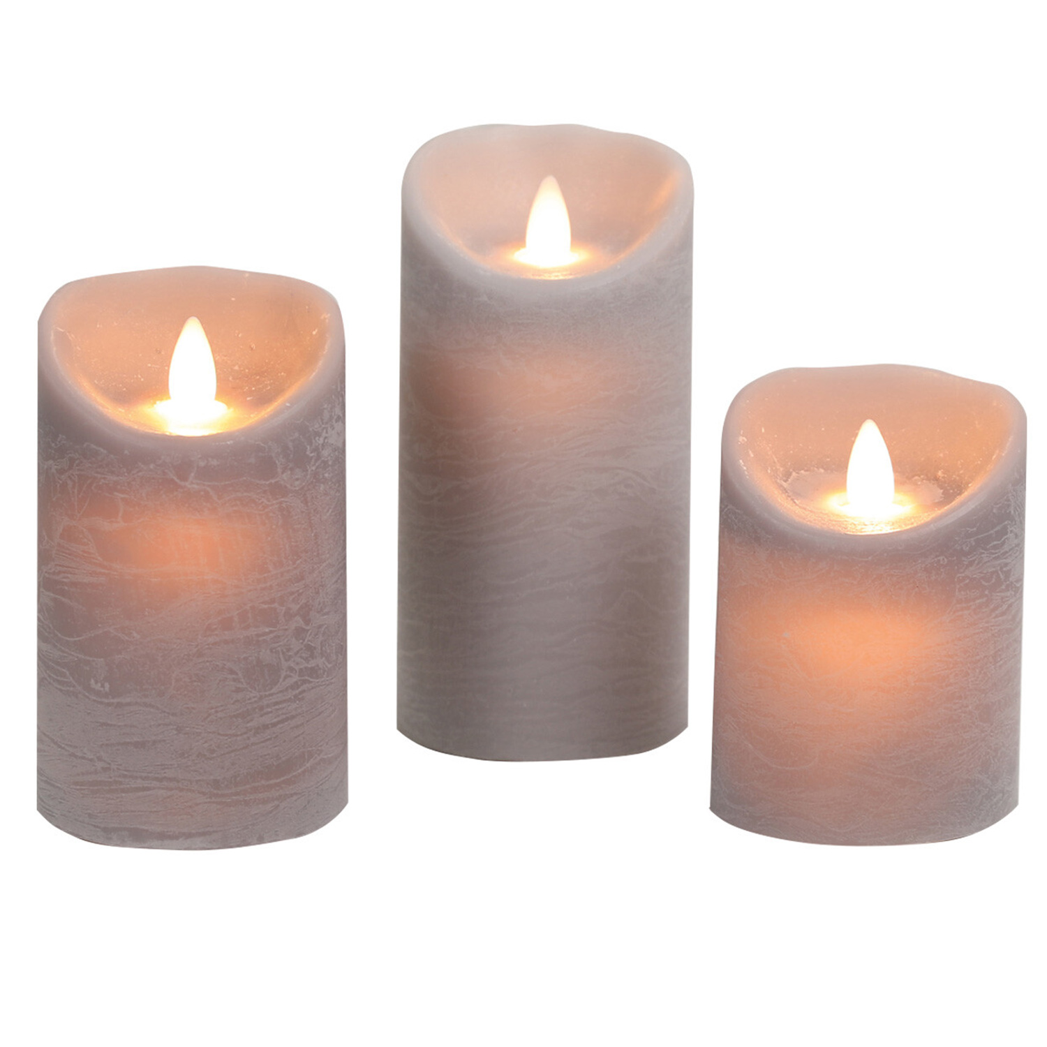 Grey Cashmere Suede LED Candle 3 Pack Image 1