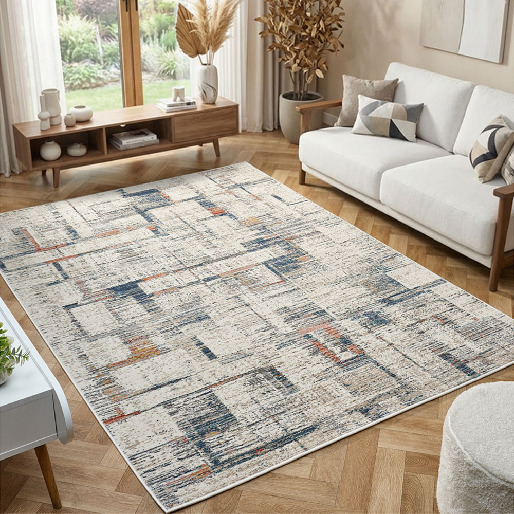 Portland Urco Zeta Delta Cream Non Slip Rug 120 x 170cm Image 1