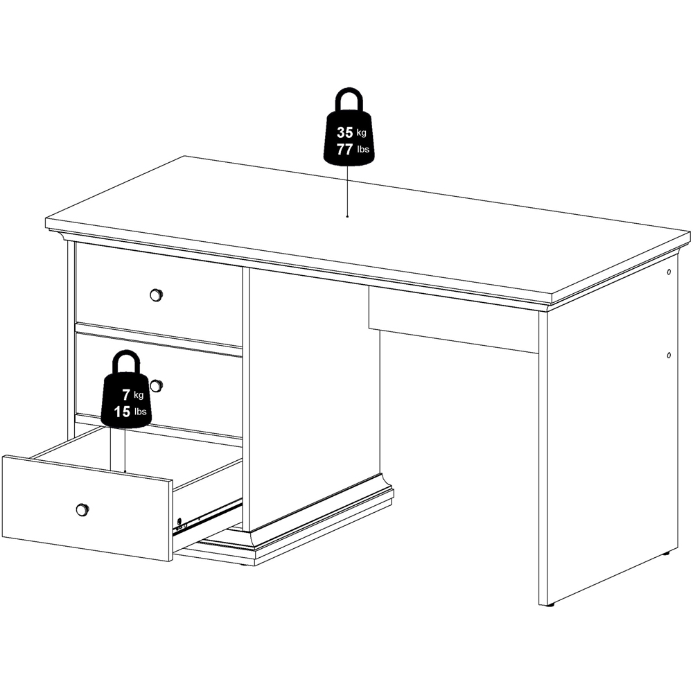 Florence Paris 3 Drawer Desk Matt Grey Image 7