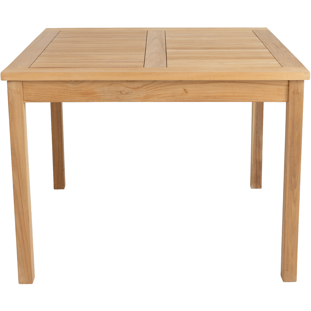 Charles Bentley 4 Seater Teak Wood Square Slatted Garden Dining Table Image 4