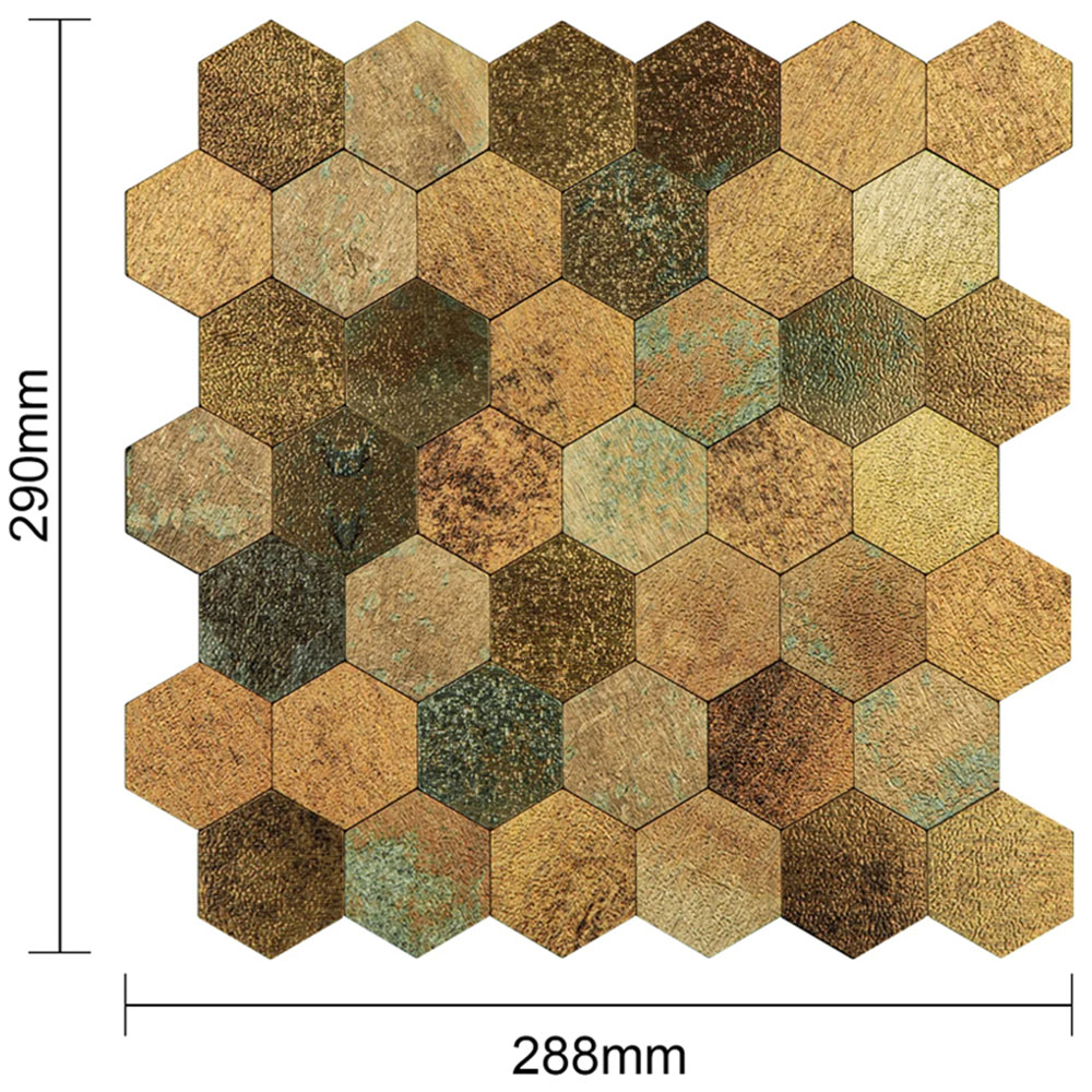 Britwall Mixed Bronze Mosaic Hexagonal Aluminium Peel and Stick Backsplash 290 x 288mm 4 Pack Image 8