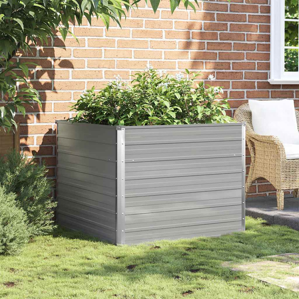 vidaXL Grey Galvanised Steel Raised Garden Bed 77 x 100 x 100cm Image 2