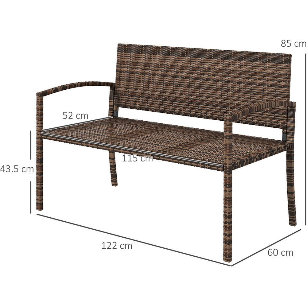 Outsunny 2 Seater Brown Rattan Garden Loveseat Bench Image 9