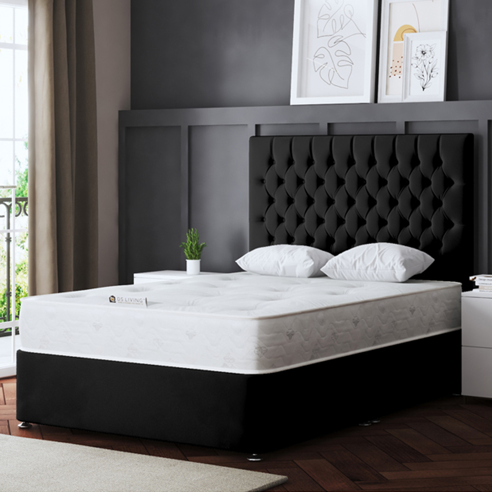 DS Living Seraphine Double Black Upholstered Panel Divan Bed with 4 Drawer Image 1