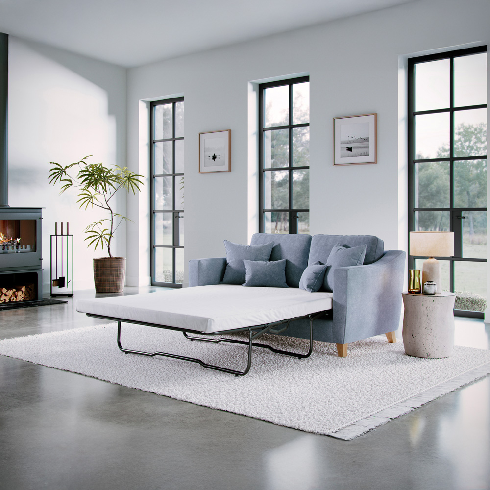 Marlon 2 Seater City Fine Blue Sofa Bed Image 2