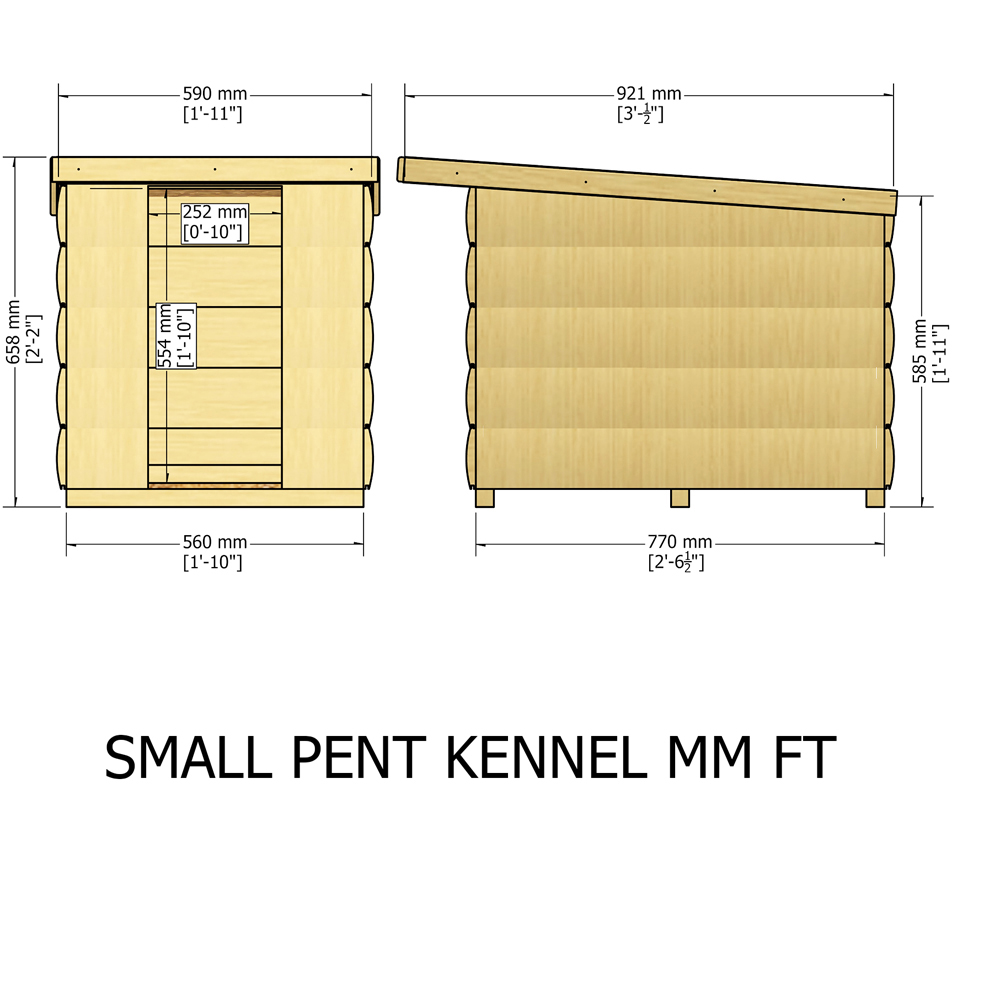Shire 2.5 x 1.8ft Loglap Pent Dog Kennel Image 4