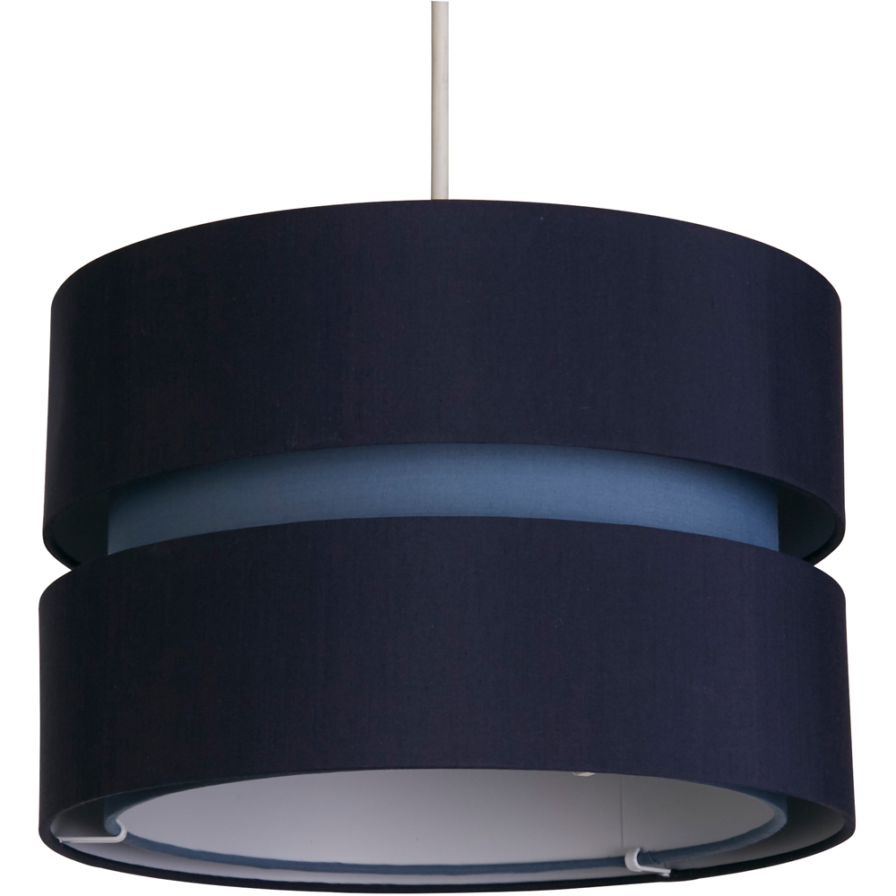 Lighting Collection Brea 2 Tier Navy Cotton Ceiling Shade Image 1
