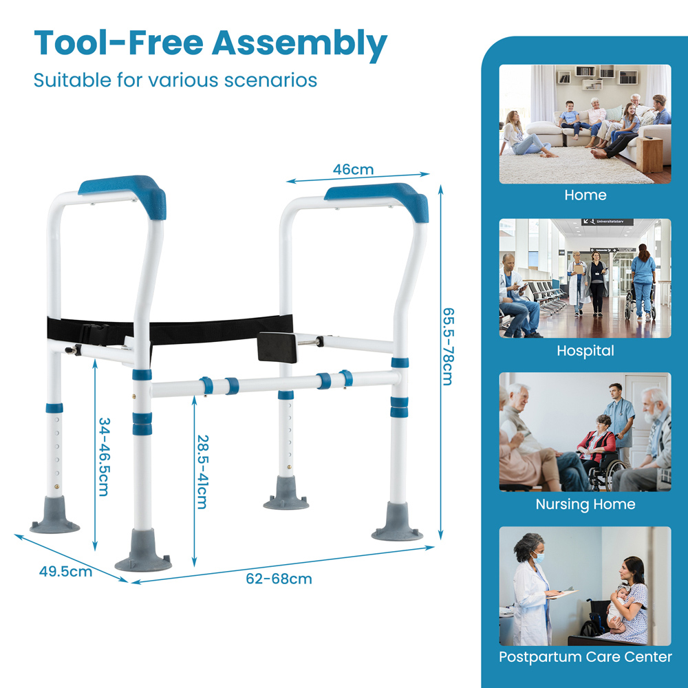 Costway Blue Stand Alone Toilet Safety Frame Image 8