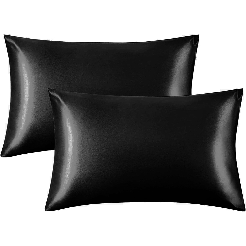 Intimates Black Satin Pillowcase 2 Pack Image