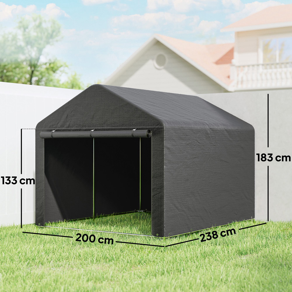 Outsunny 6.6 x 7.8ft Dark Grey Garden Bike Storage Shed Image 9