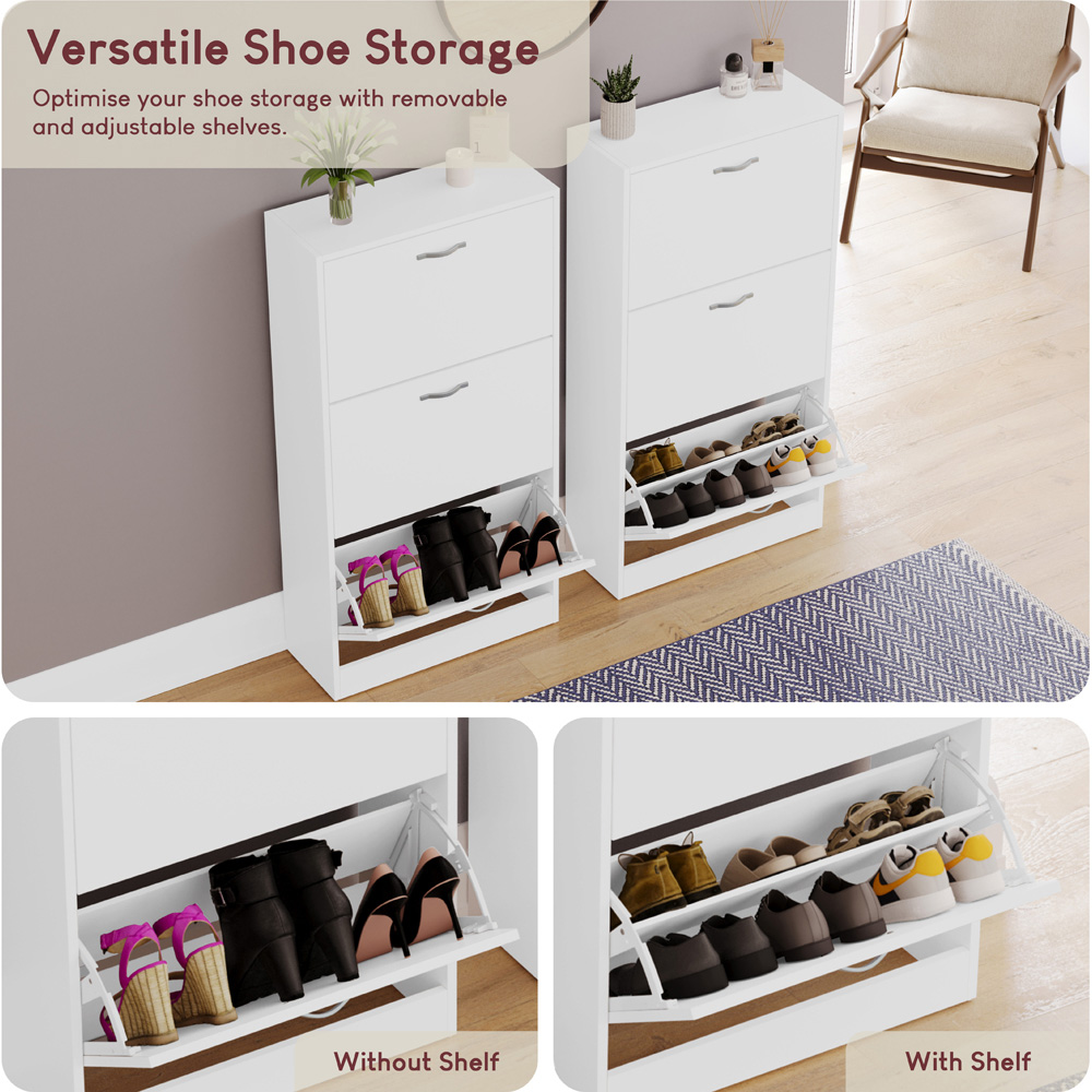 VIDA DESIGNS White 3-Drawer Shoe Cabinet Rack Image 6