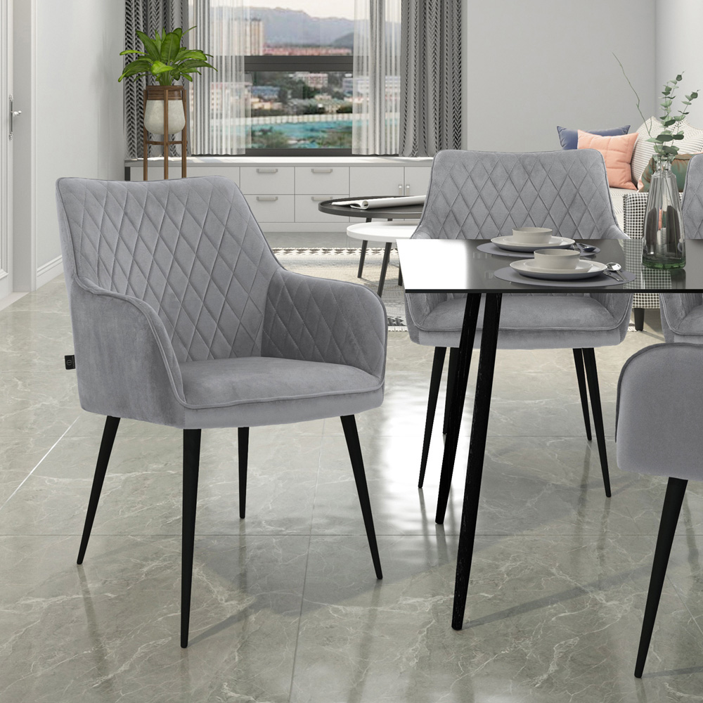 Loft24 Elvira Set of 2 Grey Velvet Dining Chair Image 8