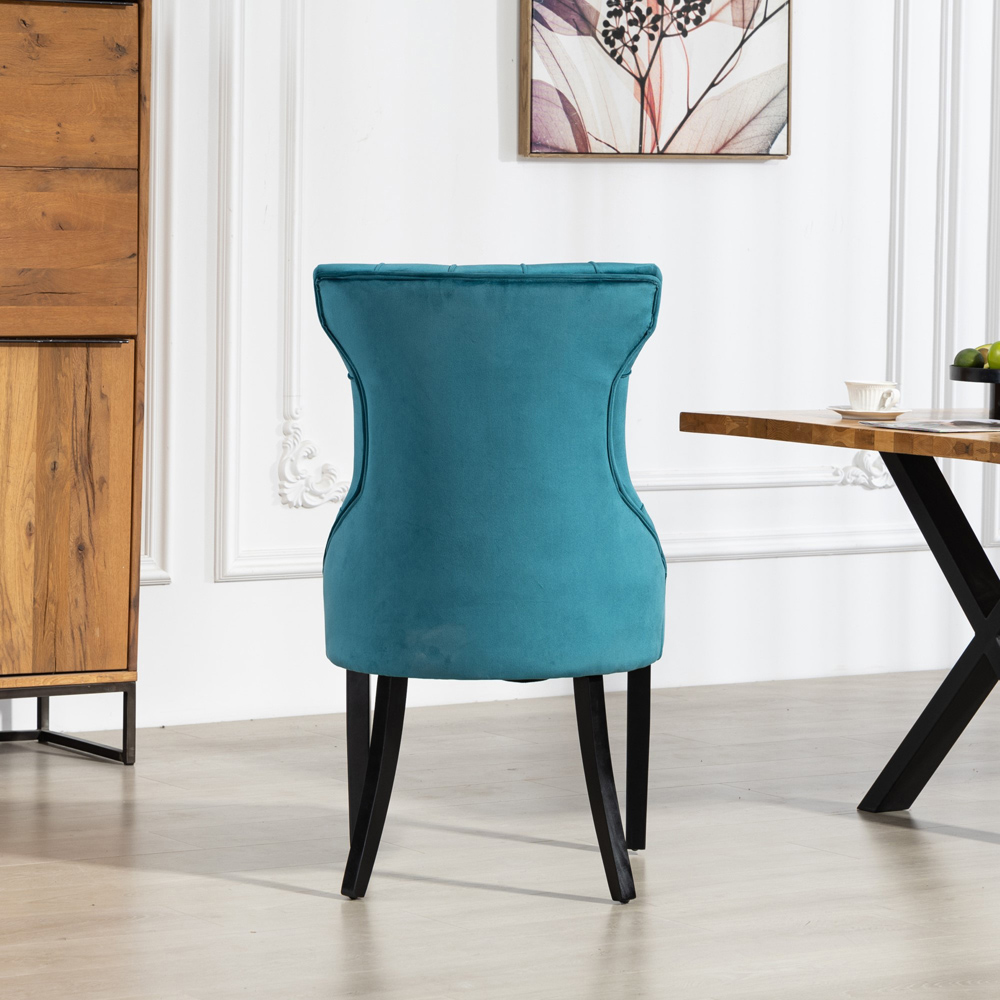 Artemis Home Genola Set of 2 Teal Velvet Fabric Dining Chair Image 5