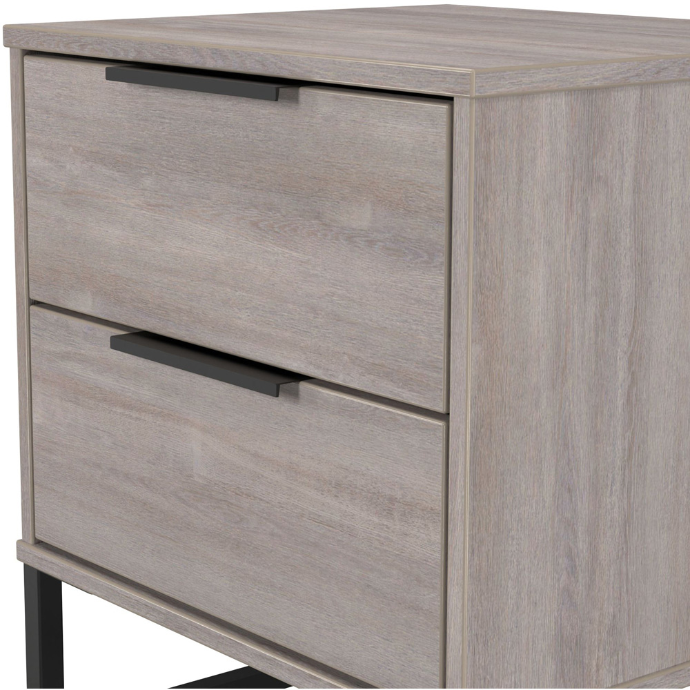 Crowndale Hong Kong 2 Drawer Grey Oak Compact Bedside Cabinet Ready Assembled Image 5