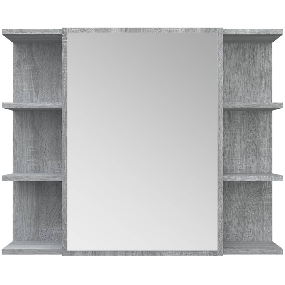 vidaXL Single Door 6 Shelf Grey Sonoma Wall Mounted Mirrored Bathroom Cabinet Image 5