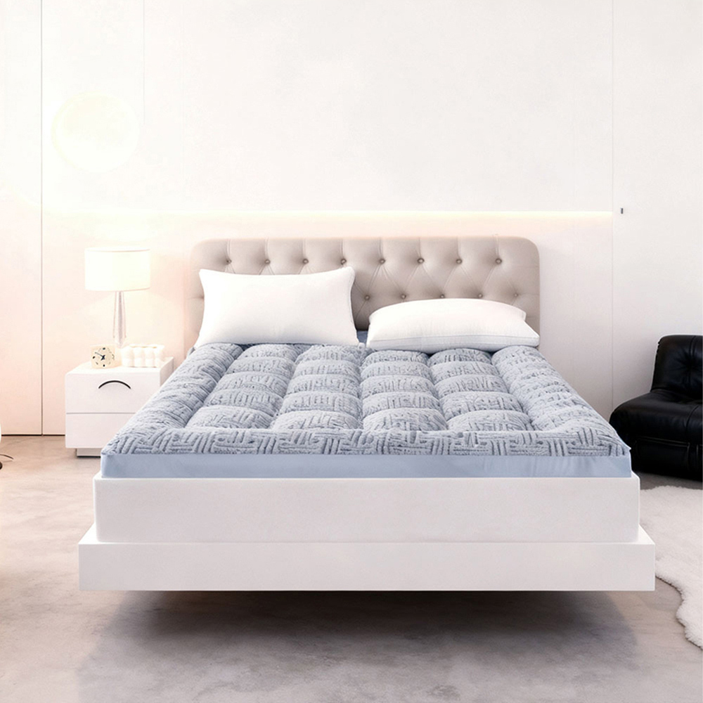 Living and Home Double Grey and Blue Quilted Mattress Topper Image 7
