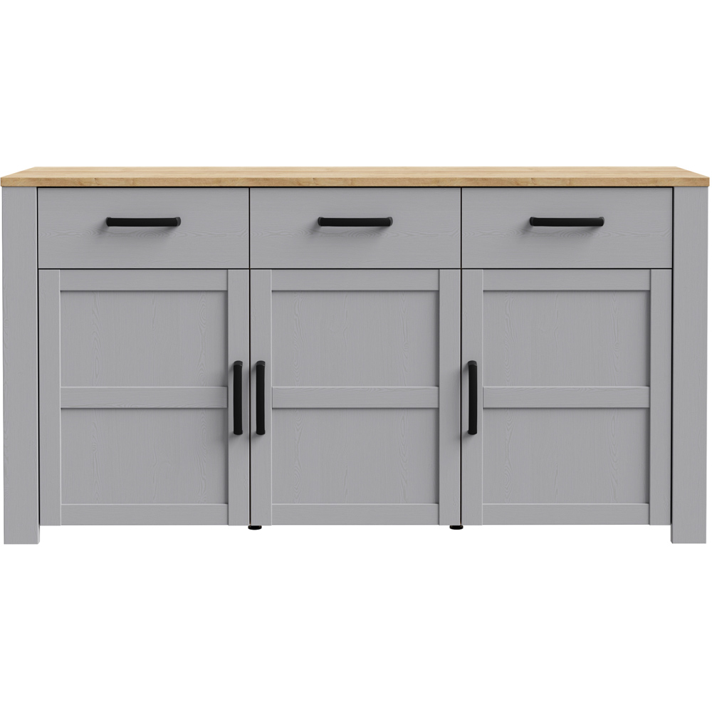 Florence Bohol 3 Door 3 Drawer Grey Riviera Oak Sideboard Image 3