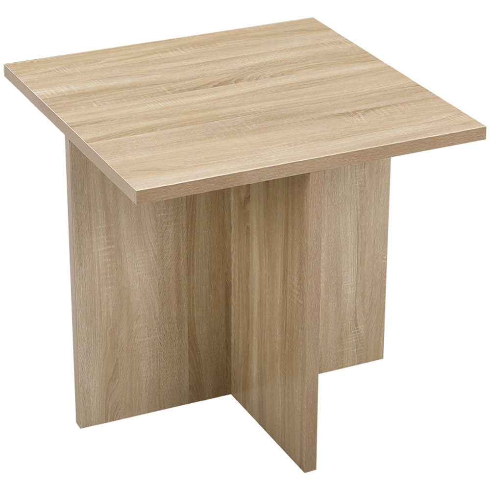Living and Home 4 Seater Natural Wood Table & Storage Stool Set Image 3