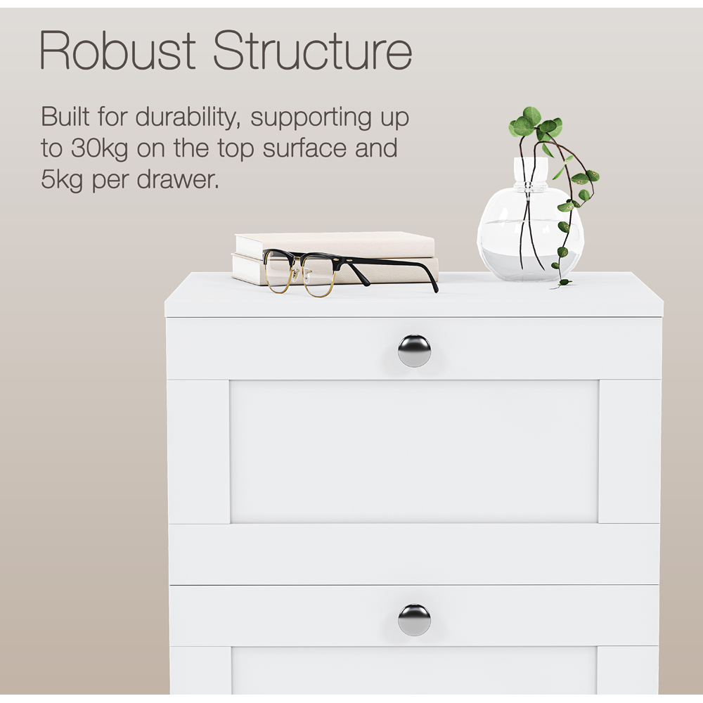 VIDA DESIGNS Altino 3 Drawer White Shaker-Style Bedside Chest Set of 2 Image 5