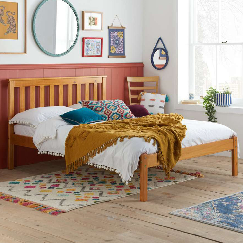 Denver Small Double Pine Wooden Bed Image 1