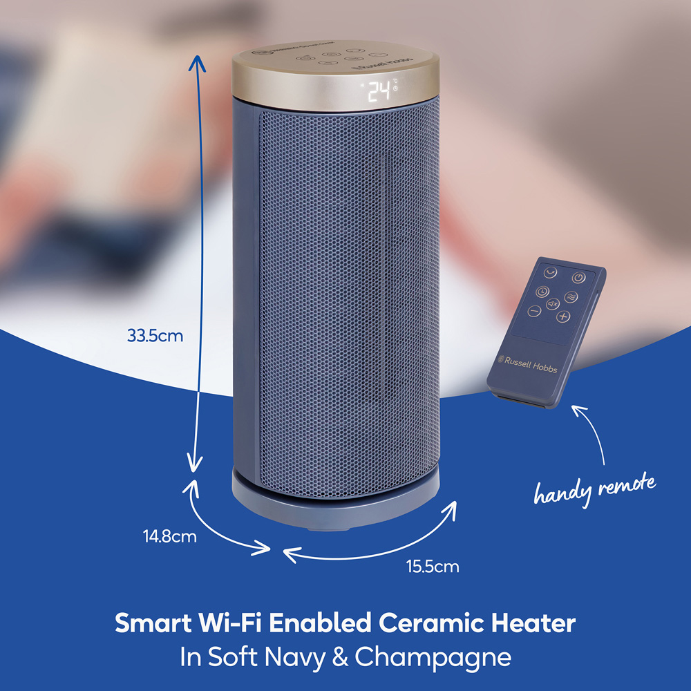 Russell Hobbs RHCTH2001OP-SMT Soft Navy and Champagne Round Wi-Fi Enabled Ceramic Heater 2000W Image 9