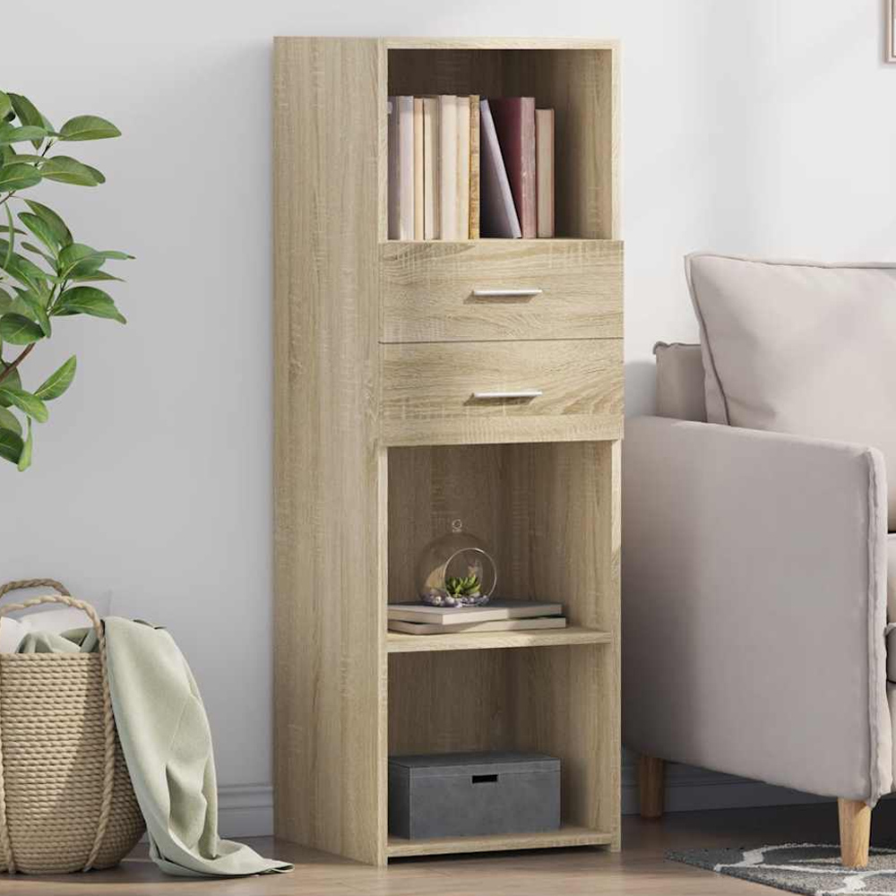vidaXL 2 Drawer 3 Shelf Sonoma Oak Tall Highboard Image 1