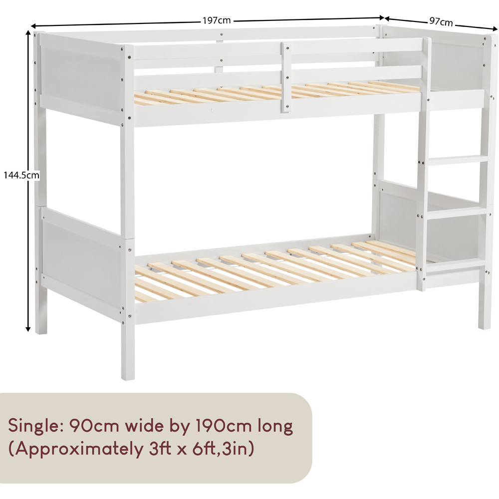 JUNIOR VIDA Gemini Single White Detachable Bunk Bed with Foam Mattress Image 9