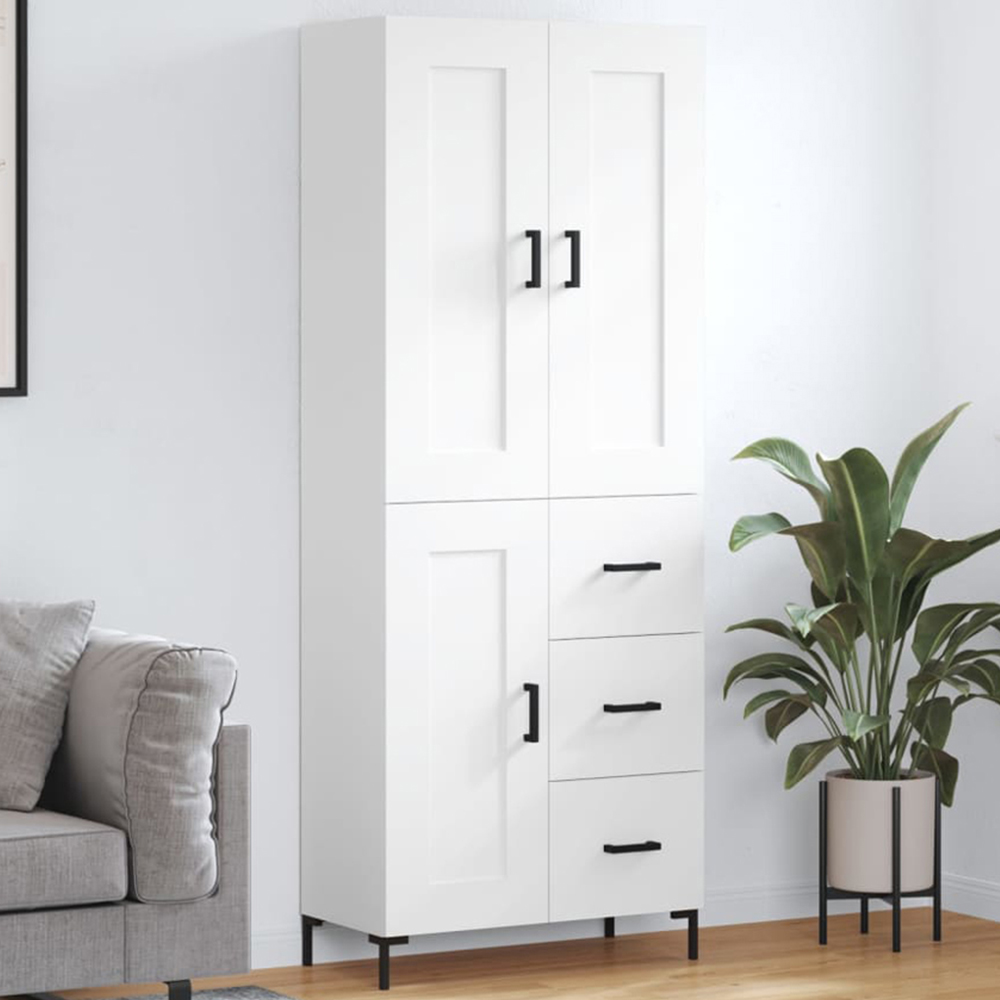 vidaXL 3 Door 3 Drawer White Highboard Image 1