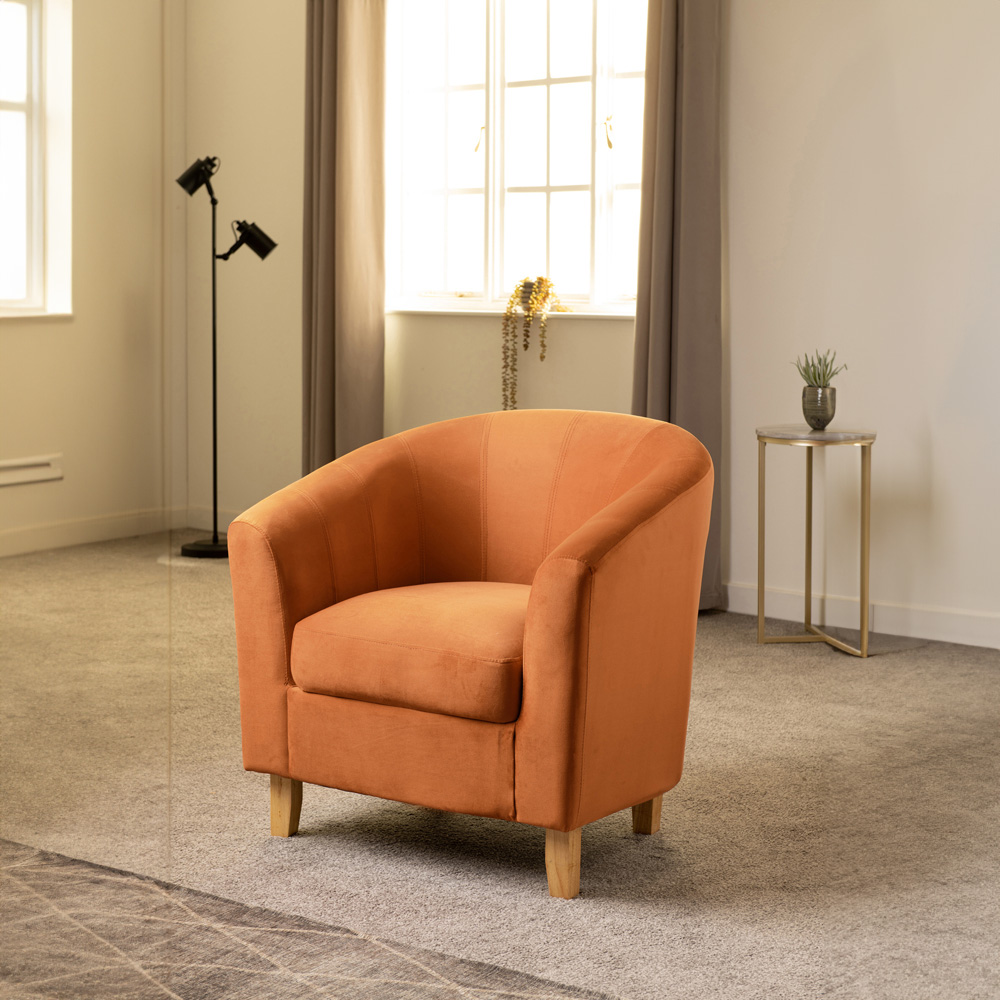 Seconique Burnt Orange Velvet Tempo Tub Chair Image 6