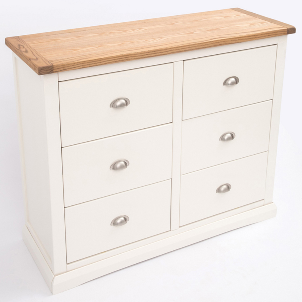 Cabinet Bits Cosenza 6 Drawer White Chrome Cup Handle Chest of Drawers Image 4