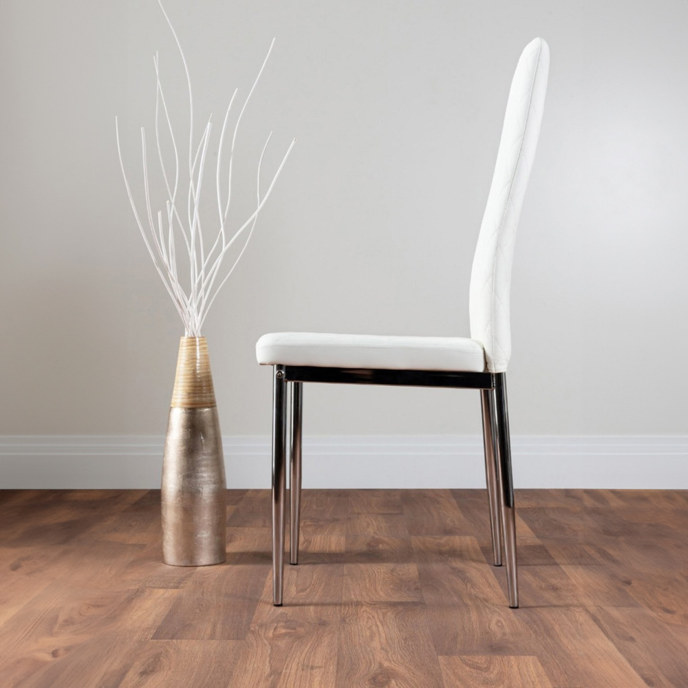 Furniturebox Arona Valera Concrete Effect 6 Seater Round Dining Set Grey White and Chrome Image 4