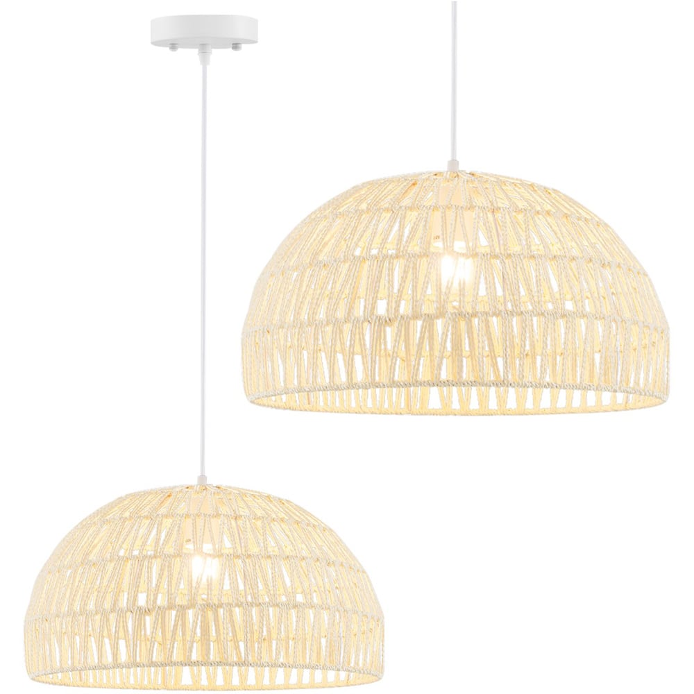 Costway Beige Dome Paper Ceiling Pendant Light Image 3