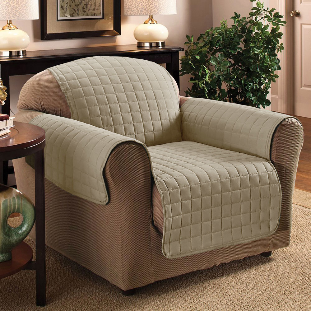Homerepublic Single Seater Cream Microfibre Water-Repellent Sofa Protector Image 2