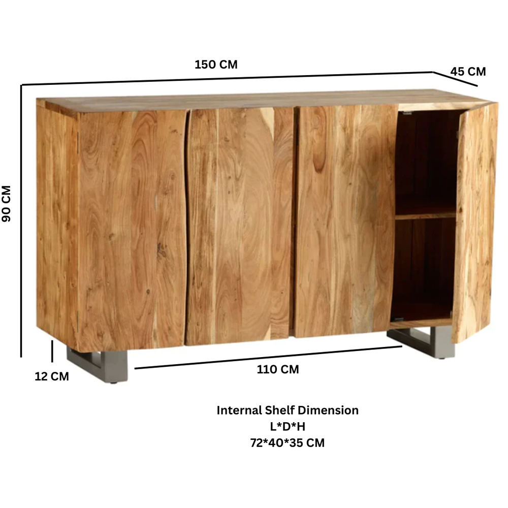 Brooklyn Barima 4 Door Wooden Sideboard Image 7