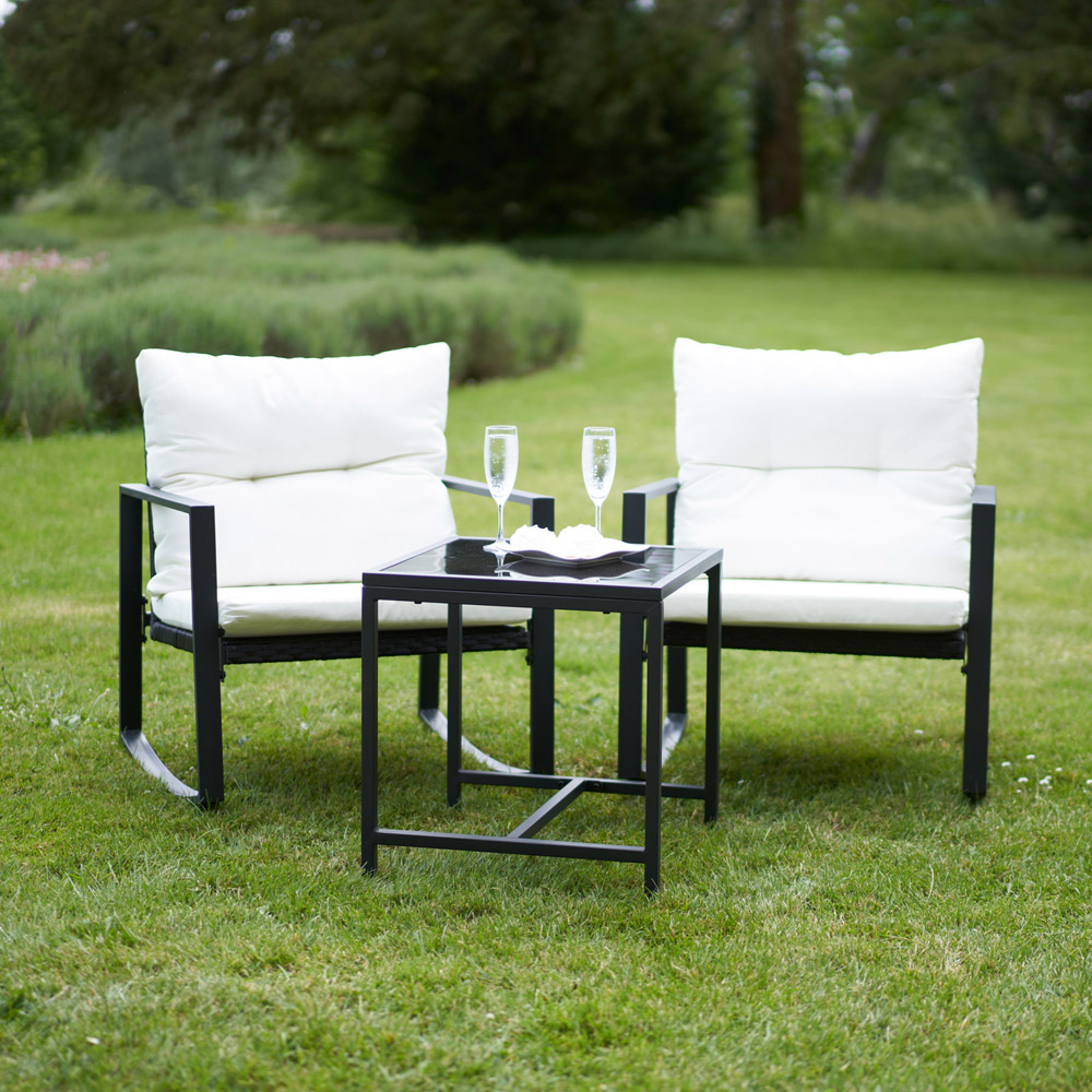 wilko Rattan 2 Seater Garden Furniture Set White Image 1