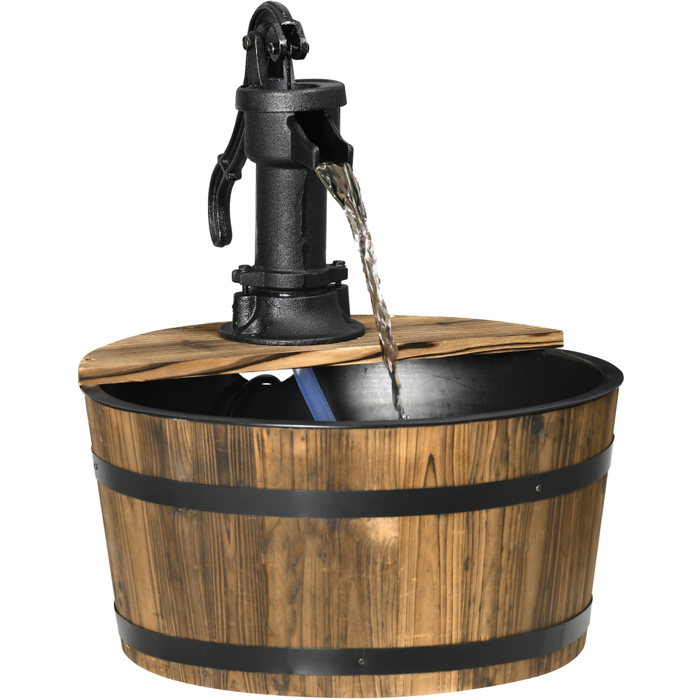 Outsunny Wooden Barrel Fountain Water Feature Image 1