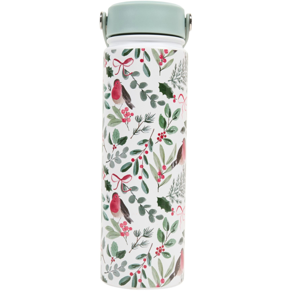 Festive Robin Stainless Steel Bottle with Lid Image 3