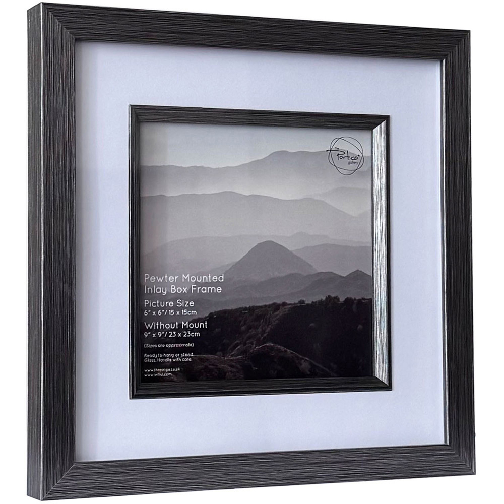 Mounted Inlay Box Photo Frame Pewter 6 x 6 inch Image 2