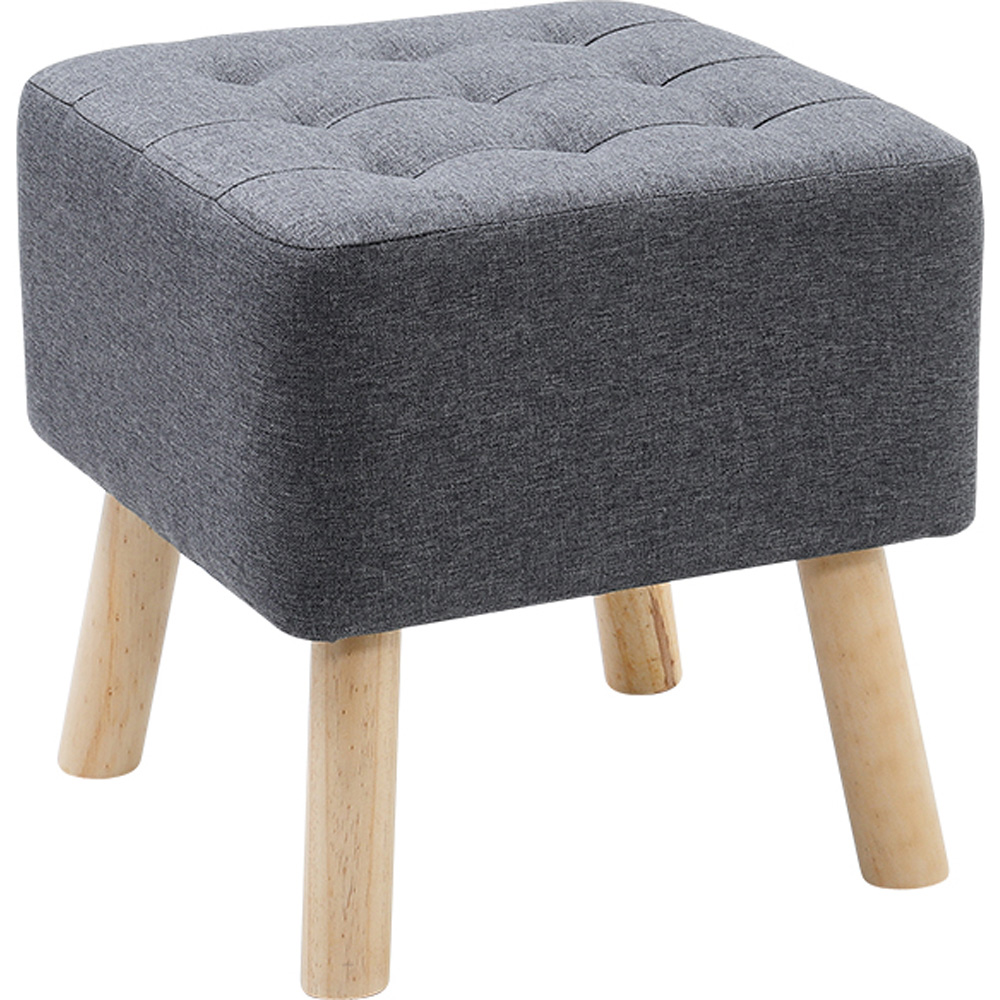 Living and Home Grey Linen Footstool Image 2