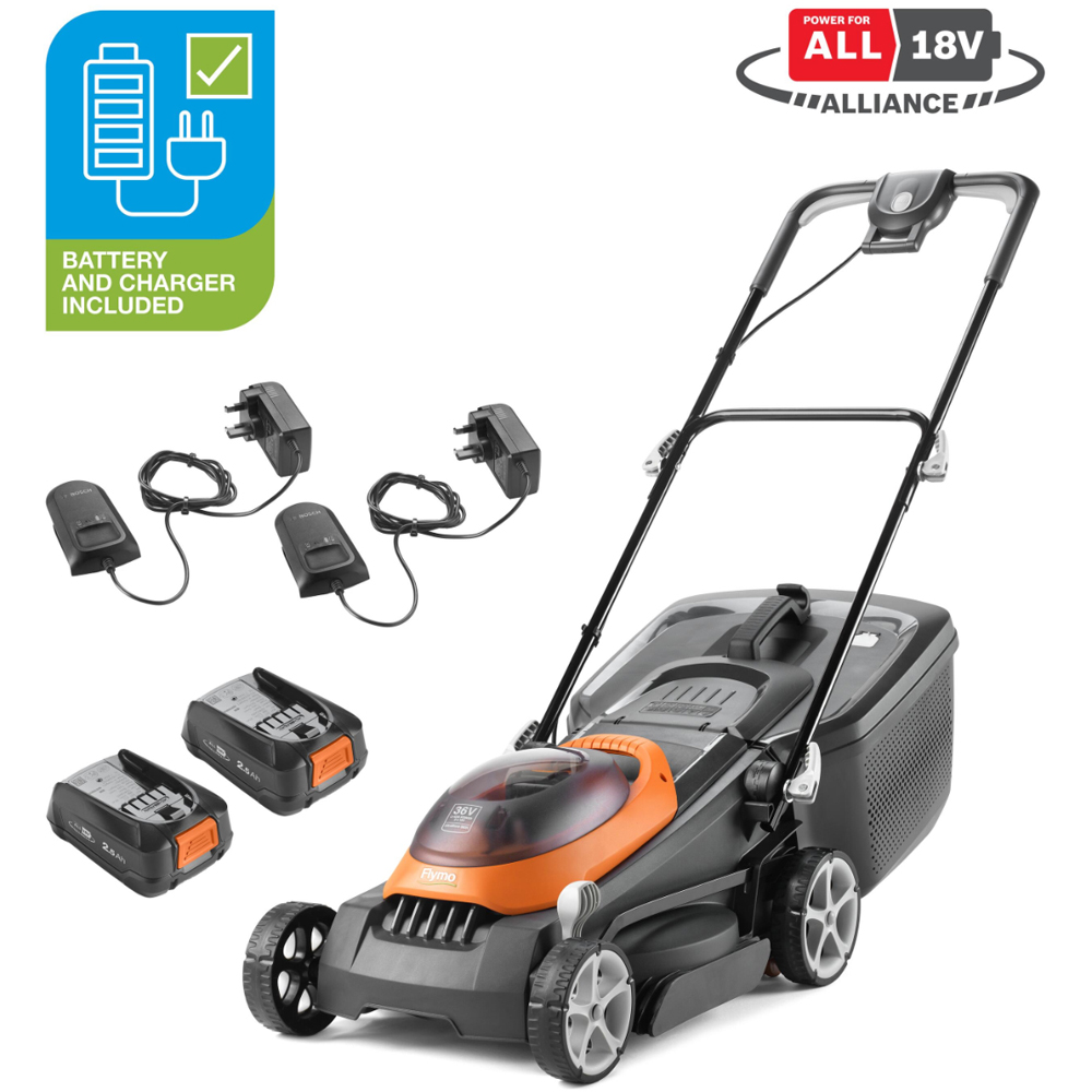 Flymo 9705383-01 36V UltraStore 380R 38cm Cordless Lawn Mower Kit 2.5 Image 2