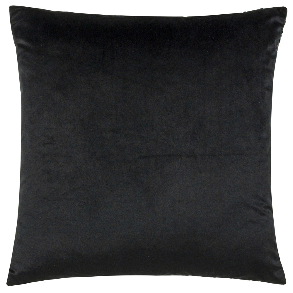 Paoletti Henley Grey and Black Velvet Jacquard Cushion Image 2