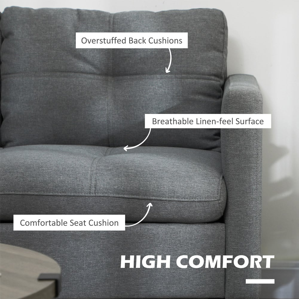 Portland 2 Seater Dark Grey Linen Loveseat Sofa Image 5