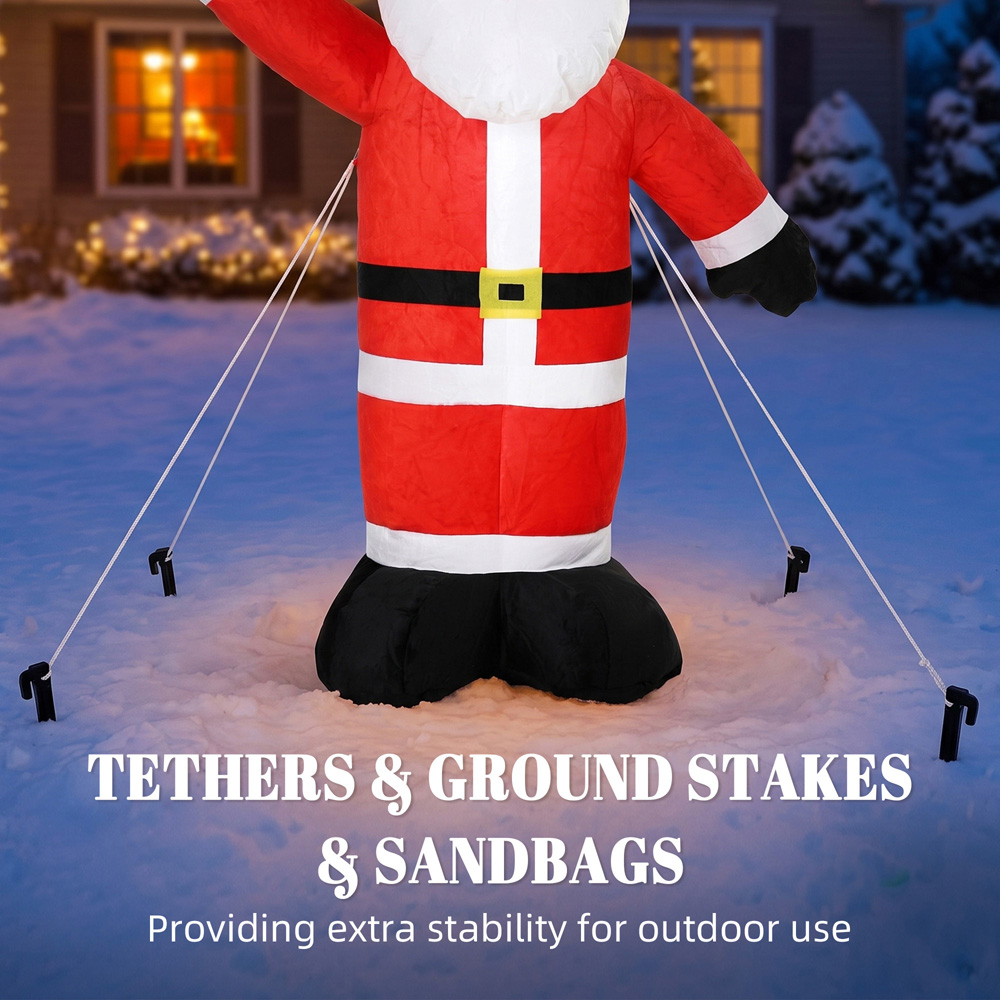 Outsunny Built-In LED Velvet Look Santa Claus Inflatable Outdoor Christmas Decoration 5ft Image 7