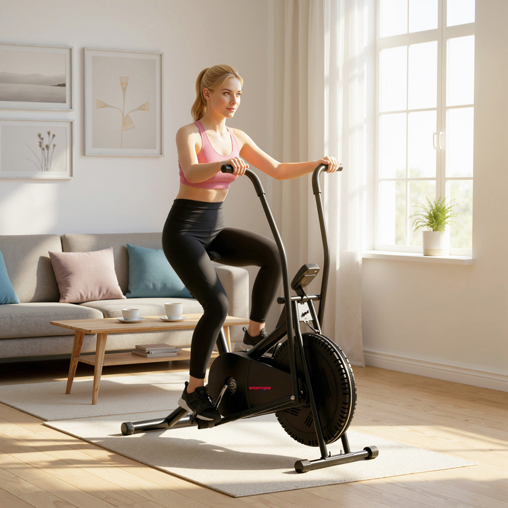 SPORTNOW Adjustable Indoor Exercise Bike with LCD Display and Smooth Belt Drive Image 6