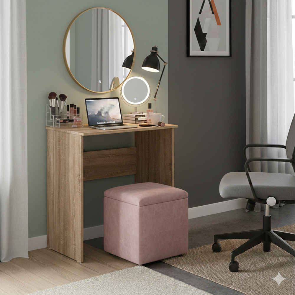 Shefa Luna Computer Desk with Keyboard Tray Sonoma Oak Image 4