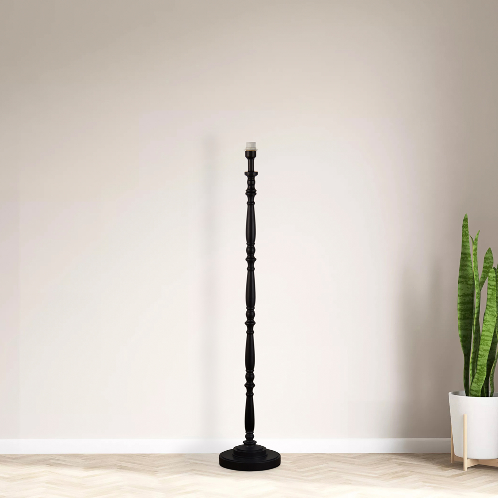 Lighting Collection Baldwin Black Candle Stick Spindle Floor Lamp Base 150cm Image 2