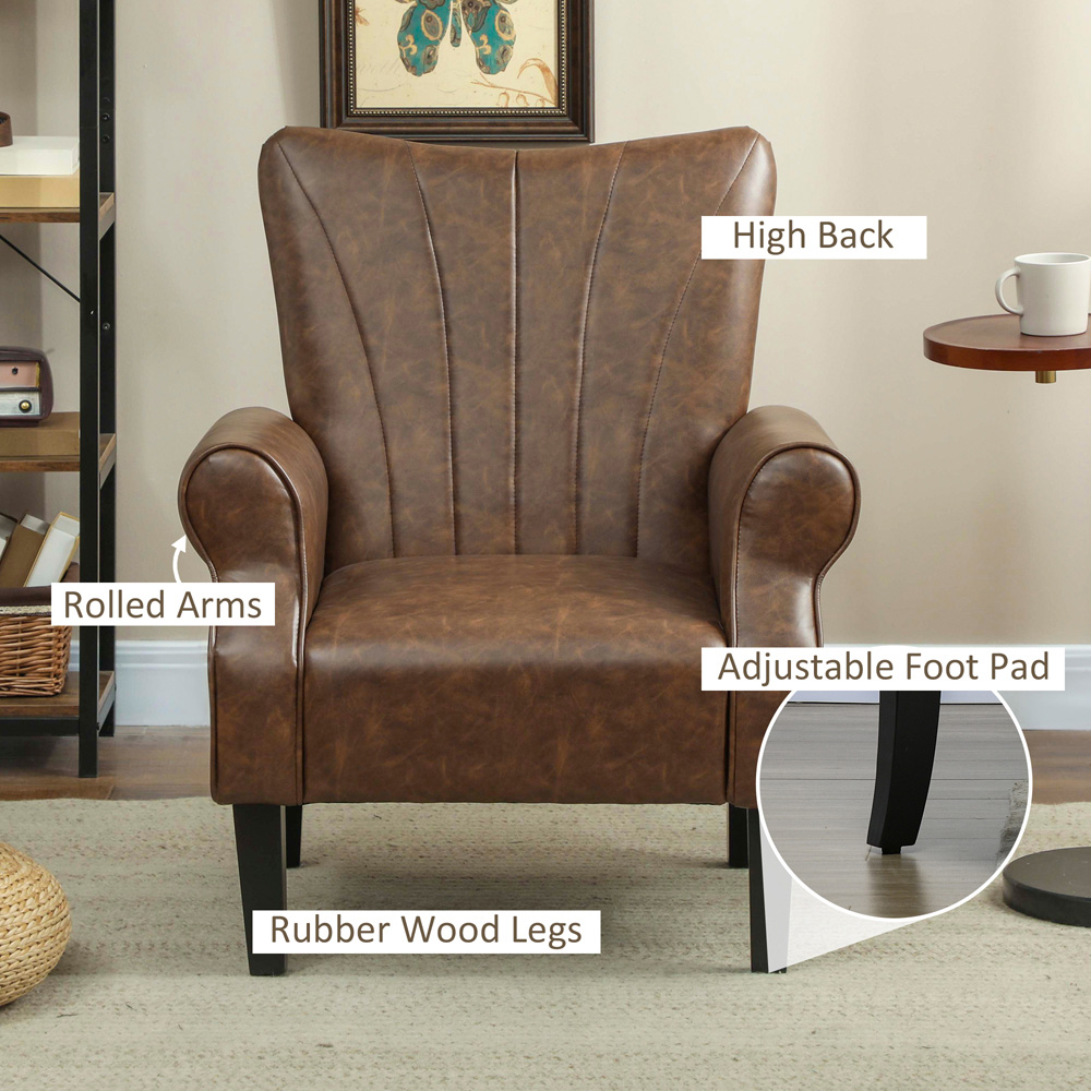 HOMCOM Brown Upholstered Modern Accent Chair Image 5