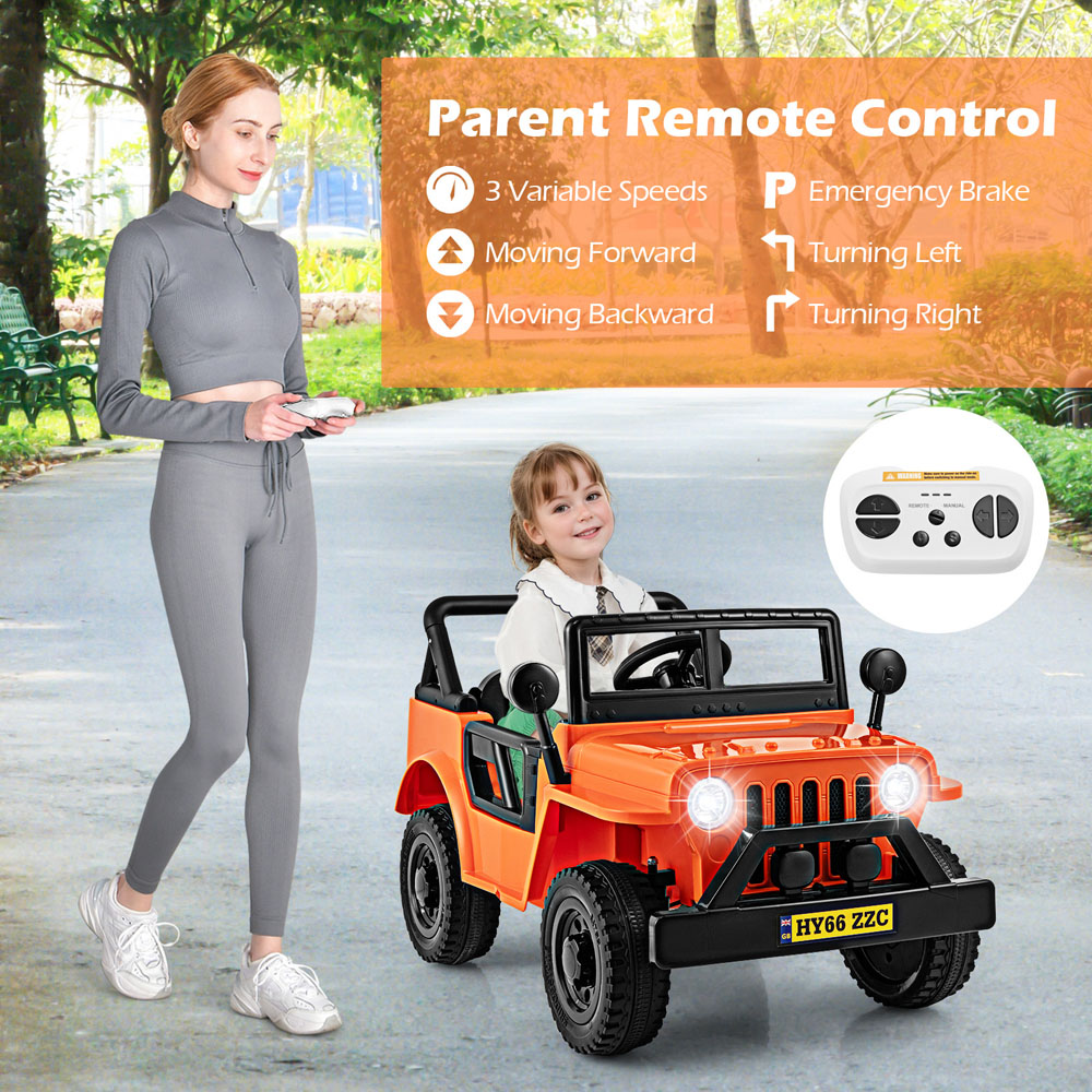 Costway Kids Orange Ride On Truck with Remote Control and 3 Speeds 12V Image 4